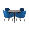 Stół NELSON fi 100 + 4 krzesła MUNIOS BIS niebieski
