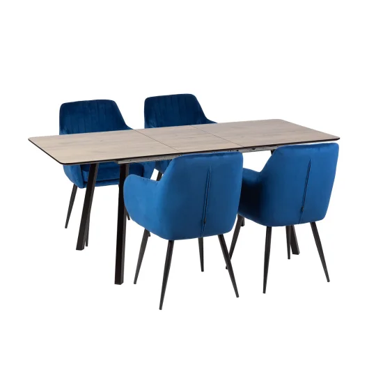 Stół NOWRA 140/180 + 4 krzesła MUNIOS BIS niebieski - Zdjęcie 2
