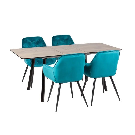Stół NOWRA 140/180 + 4 krzesła ZIDANE turkusowy - Zdjęcie 2