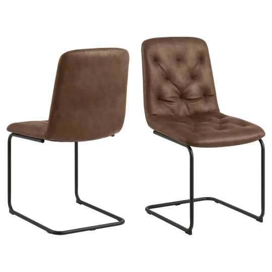 Krzesło tapicerowane HOBBS brązowe - Zdjęcie 2