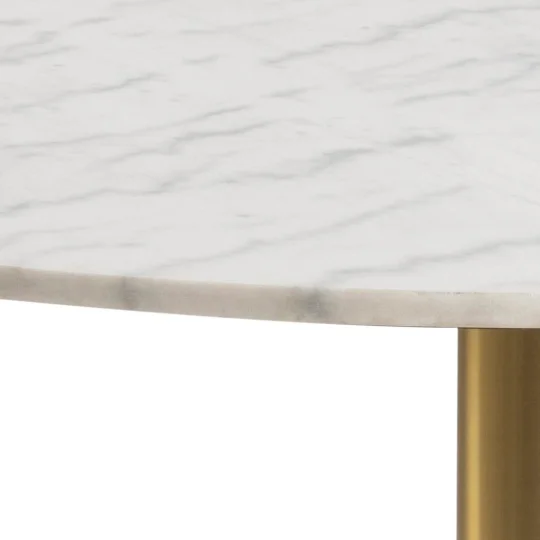Stół WILLA fi 105 biały marmur - noga złota - Zdjęcie 2