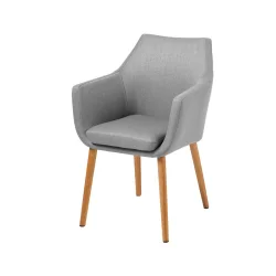 Krzesło tapicerowane HAZEL jasnoszare - nogi drewniane naturalne