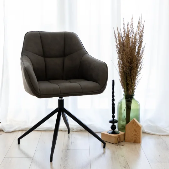 Obrotowe krzesło tapicerowane NOLAN antracytowe - Zdjęcie 6