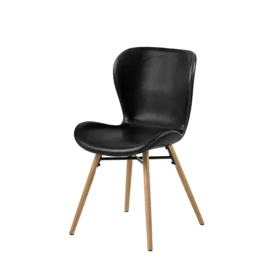 Krzesło z ekoskóry EVA czarne - nogi drewniane