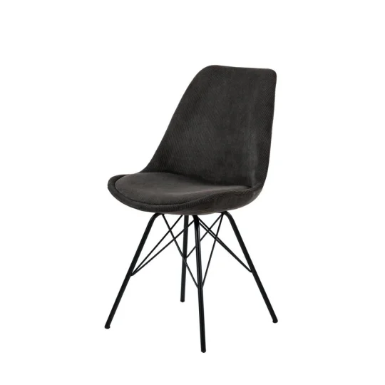 Krzesło tapicerowane LUKE szare prążkowane - nogi czarne