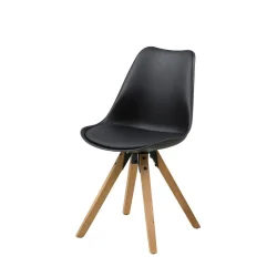 Krzesło z ekoskóry NICO czarne - nogi drewniane