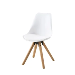 Krzesło z ekoskóry NICO białe - nogi drewniane