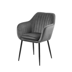 Krzesło tapicerowane IAN ciemnoszare - nogi czarne