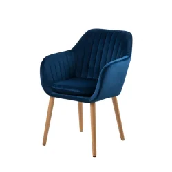 Krzesło tapicerowane IAN niebieskie - nogi drewniane