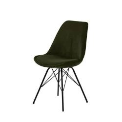 Krzesło tapicerowane LUKE oliwkowe prążkowane - nogi czarne