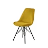 Krzesło tapicerowane LUKE żółte prążkowane - nogi czarne