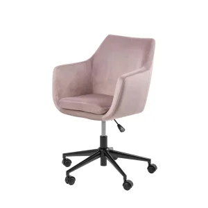 Krzesło biurowe tapicerowane SAMUEL różowe
