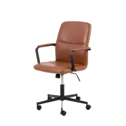 Krzesło biurowe z ekoskóry BALE brązowe