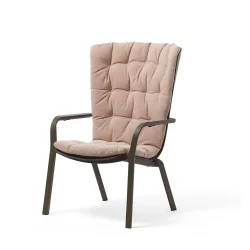 Fotel FOLIO tortora/brązowy + poducha różowa