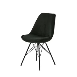 Krzesło tapicerowane LUKE ciemnozielone prążkowane - nogi czarne