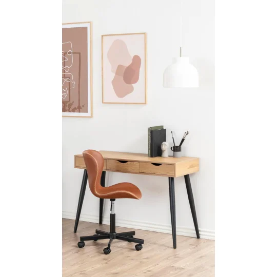 Krzesło biurowe z ekoskóry obrotowe ZIA brązowe - Zdjęcie 5