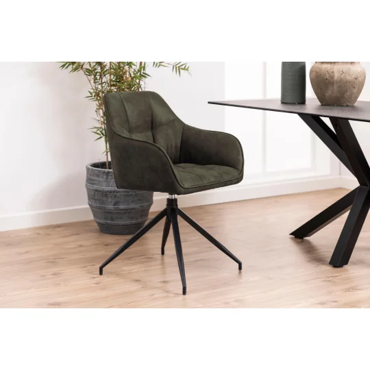 Obrotowe krzesło tapicerowane NOLAN ciemnozielone - Zdjęcie 7