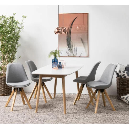 Krzesło tapicerowane NICO jasnoszare - nogi drewniane - Zdjęcie 5
