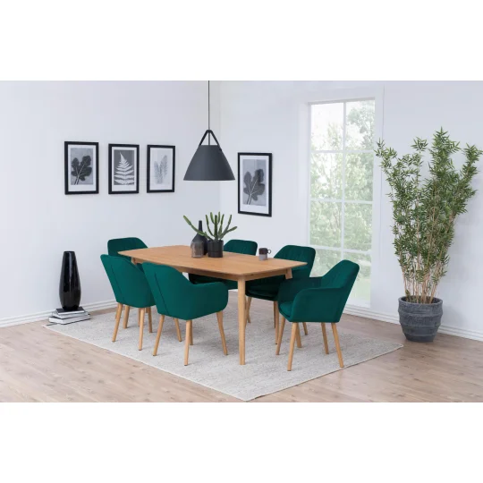 Krzesło tapicerowane IAN zielone - nogi drewniane - Zdjęcie 6