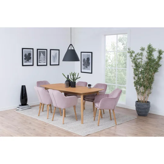Krzesło tapicerowane IAN różowe - nogi drewniane - Zdjęcie 6
