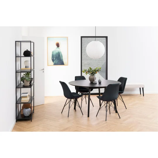 Krzesło tapicerowane LUKE szare prążkowane - nogi czarne - Zdjęcie 5