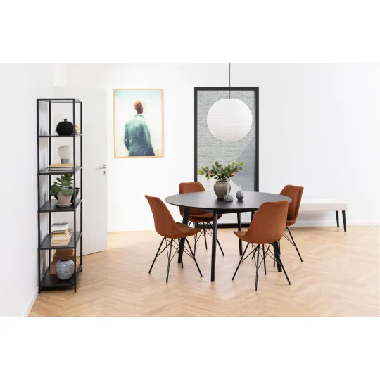 Krzesło tapicerowane LUKE brązowe prążkowane - nogi czarne - Zdjęcie 5