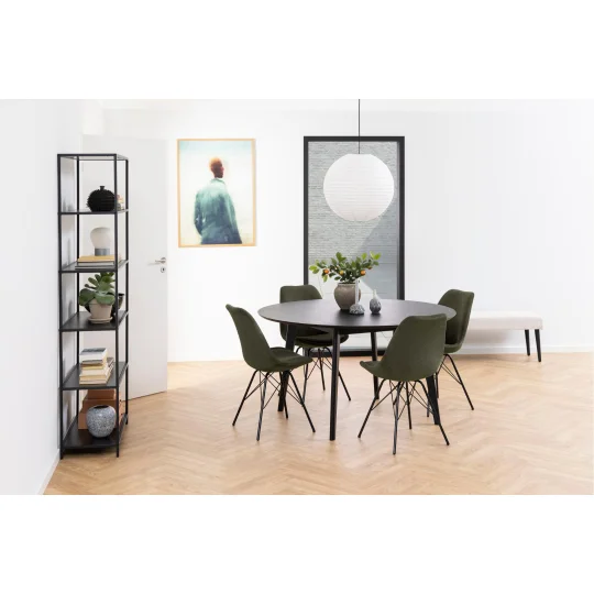 Krzesło tapicerowane LUKE oliwkowe prążkowane - nogi czarne - Zdjęcie 5