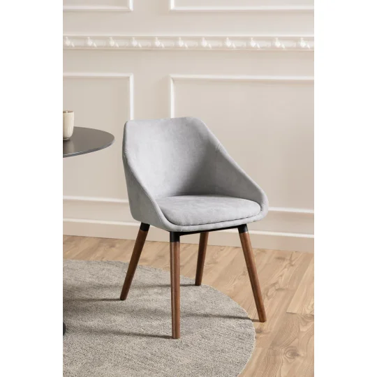 Krzesło tapicerowane CHLOE szare - nogi drewniane - Zdjęcie 5