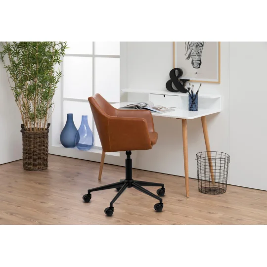 Krzesło biurowe z ekoskóry SAMUEL brązowe - Zdjęcie 6