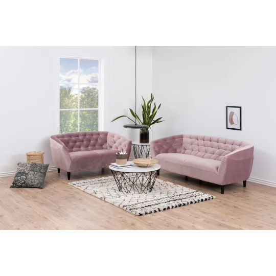 Sofa trzyosobowa tapicerowana SORYA różowa - Zdjęcie 6