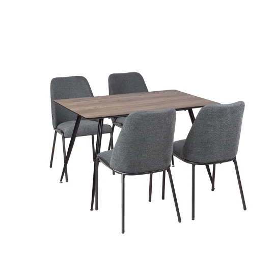 Stół HOBART 120x80 + 4 krzesła Santi ciemnoszary