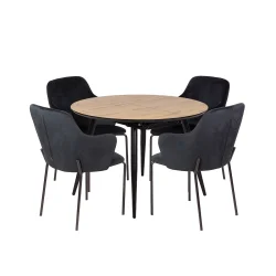 Stół rozkładany LEVIN fi 110 + 4 krzesła OLIVIER czarny