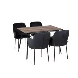 Stół MELTON 120/160 + 4 krzesła OLIVIER czarny