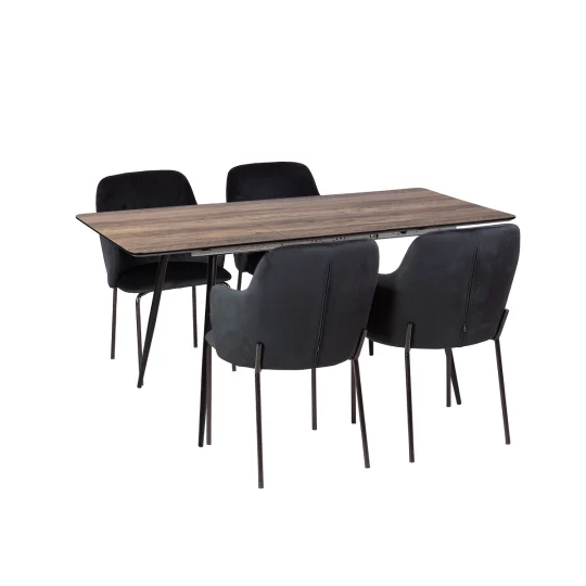 Stół MELTON 120/160 + 4 krzesła OLIVIER czarny - Zdjęcie 2