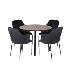 Stół NELSON fi 100 + 4 krzesła OLIVIER czarny