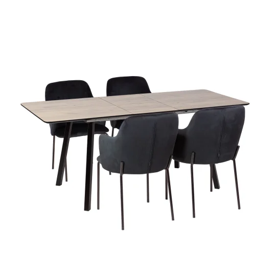 Stół NOWRA 140/180 + 4 krzesła OLIVIER czarny - Zdjęcie 2