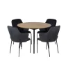 Stół RUBBO dębowy + 4 krzesła OLIVIER czarny