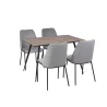 Stół HOBART 120x80 + 4 krzesła SANTI jasnoszary