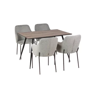 Stół HOBART 120x80 + 4 krzesła OLIVIER jasnoszary