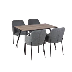 Stół HOBART 120x80 + 4 krzesła OLIVIER ciemnoszary