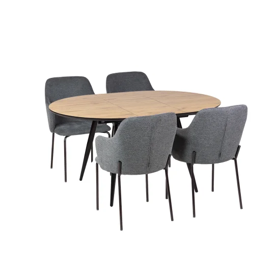 Stół rozkładany LEVIN fi 110 + 4 krzesła OLIVIER ciemnoszary - Zdjęcie 2
