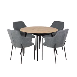 Stół rozkładany LEVIN fi 110 + 4 krzesła OLIVIER ciemnoszary