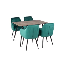 Stół HOBART 120x80 + 4 krzesła MUNIOS BIS zielony