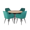 Stół rozkładany LEVIN fi 110 + 4 krzesła MUNIOS BIS zielony