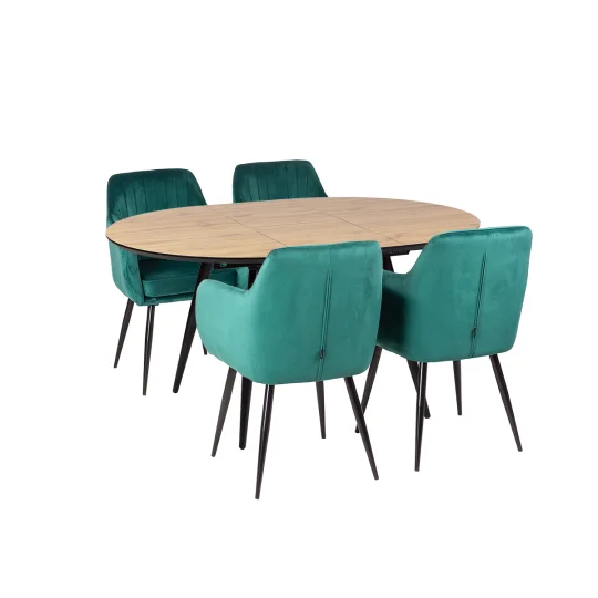 Stół rozkładany LEVIN fi 110 + 4 krzesła MUNIOS BIS zielony - Zdjęcie 2
