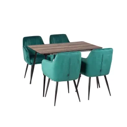 Stół MELTON 120/160 + 4 krzesła MUNIOS BIS zielony