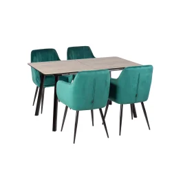 Stół NOWRA 140/180 + 4 krzesła MUNIOS BIS zielony