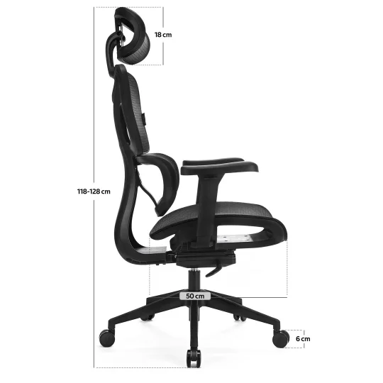 LEVANO SYSTEM Fotel ergonomiczny Control Series Czarny - Zdjęcie 2