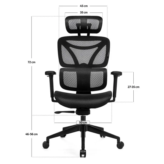 LEVANO SYSTEM Fotel ergonomiczny Control Series Czarny - Zdjęcie 10