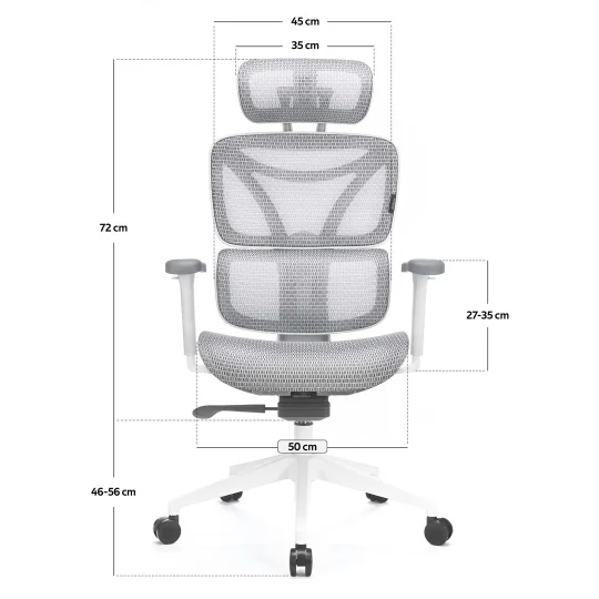 LEVANO SYSTEM Fotel ergonomiczny Control Series Biały - Zdjęcie 7